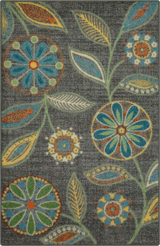 Photo 1 of Maples Rugs Reggie Floral Kitchen Rugs Non Skid Accent Area Carpet [Made in USA], Multi, 2'6 x 3'10