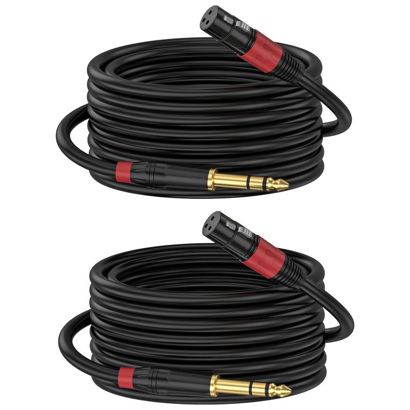 Photo 1 of 1/4" TRS to XLR 3M Pro Balanced Interconnect Cable,XLR Female to 1/4 Inch (6.35mm) Stereo Balanced Microphone Stereo Audio Converter AdapterCable 2Pack- 10Feet
