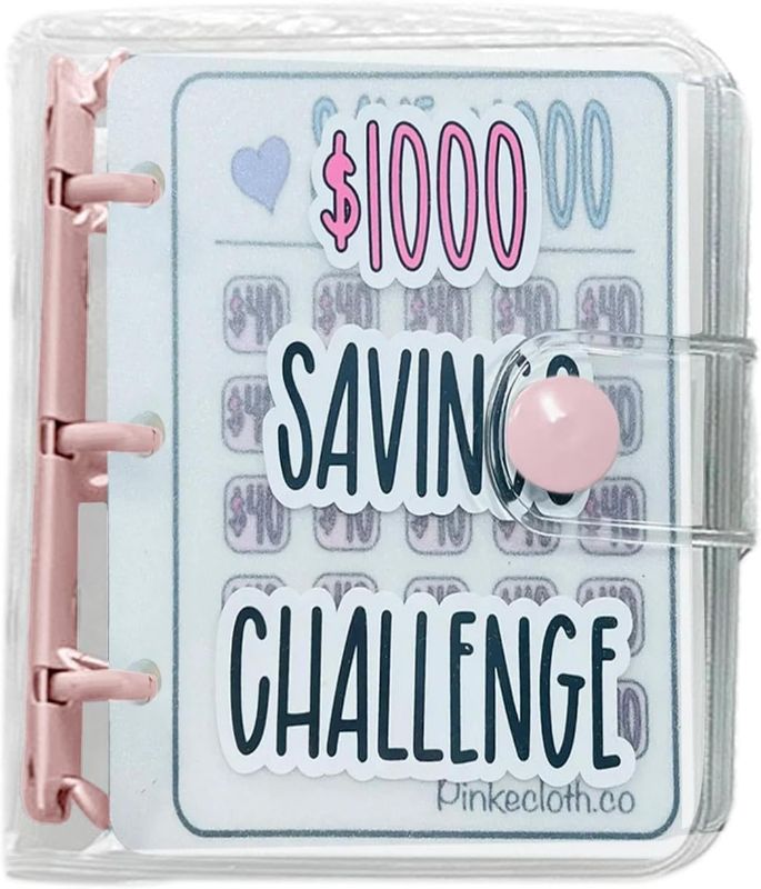 Photo 1 of 1000 Savings Challenge Binder, Money Saving Binder, Savings Challenges Book with Envelopes, Envelope Savings Challenge, Mini Budget Binder with Cash Envelopes (Pink)
