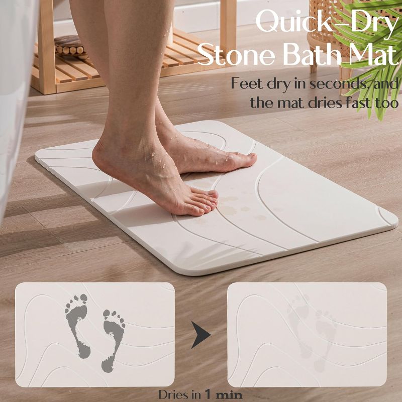 Photo 1 of  Stone Bath Mat, Quick Dry Stone Bath Mat for Bathroom, Large Stone Drying Mat for Kitchen Counter, Absorbent Dog Mat for Food and Water
