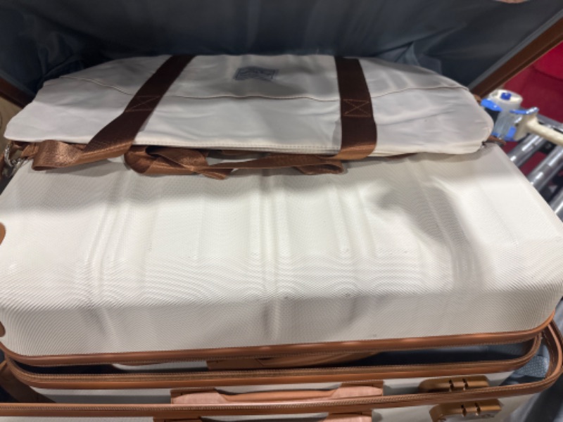 Photo 3 of LONG VACATION Luggage Set 4 Piece Luggage Set ABS hardshell TSA Lock Spinner Wheels Luggage Carry on Suitcase (WHITE, 6 piece set) 6 piece set WHITE