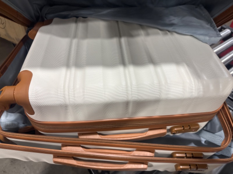 Photo 4 of LONG VACATION Luggage Set 4 Piece Luggage Set ABS hardshell TSA Lock Spinner Wheels Luggage Carry on Suitcase (WHITE, 6 piece set) 6 piece set WHITE