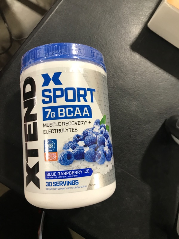 Photo 2 of XTEND Sport BCAA Powder Blue Raspberry Ice - Electrolyte Powder for Recovery & Hydration with Amino Acids - 30 Servings Blue Raspberry Ice 12.2 Ounce (Pack of 1)