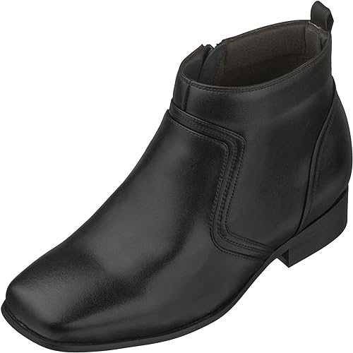 Photo 1 of CALTO Men's Invisible Height Increasing Elevator Shoes - Black Leather Zip-up Square-toe Ankle Boots - 3.2 Inches Taller - G99809
SIZE 8