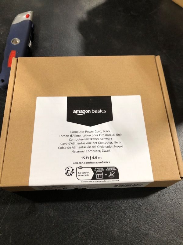 Photo 1 of Amazon Basics Power Cord, 15', Black