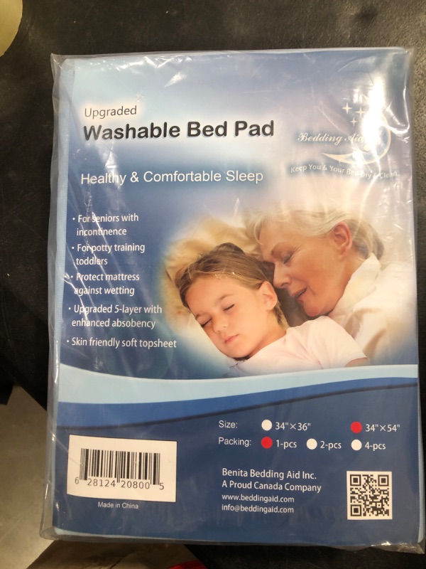 Photo 2 of Washable Bed Pads for Seniors with Incontinence & for Children Potty Training, Also Good for Sofa Wheelchair, Upgraded 5-Layer Soaker Pads to Improve Absorbency & Leakproof (34" x 54") 34 X 54 Inch (Pack of 1)