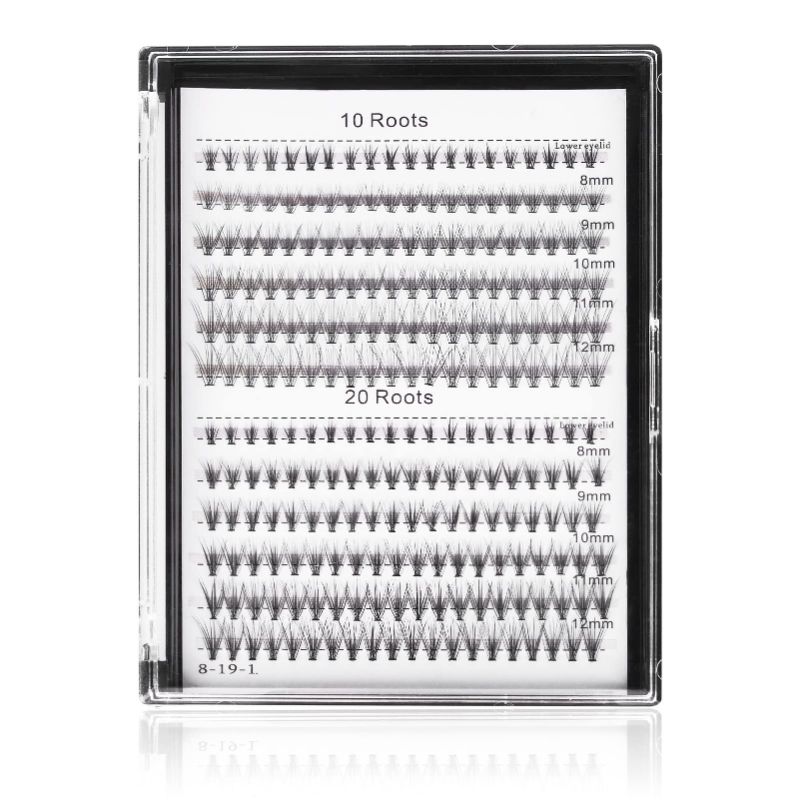 Photo 1 of 2 Pack UIIOPJIOM False Eyelashes Natural Look 240PCS C Curl 10D/20D Individual Eyelash Clusters, Professional Makeup Self Adhesive Eyelashes DIY Volume Lashes Extension 8/9/10/11/12mm