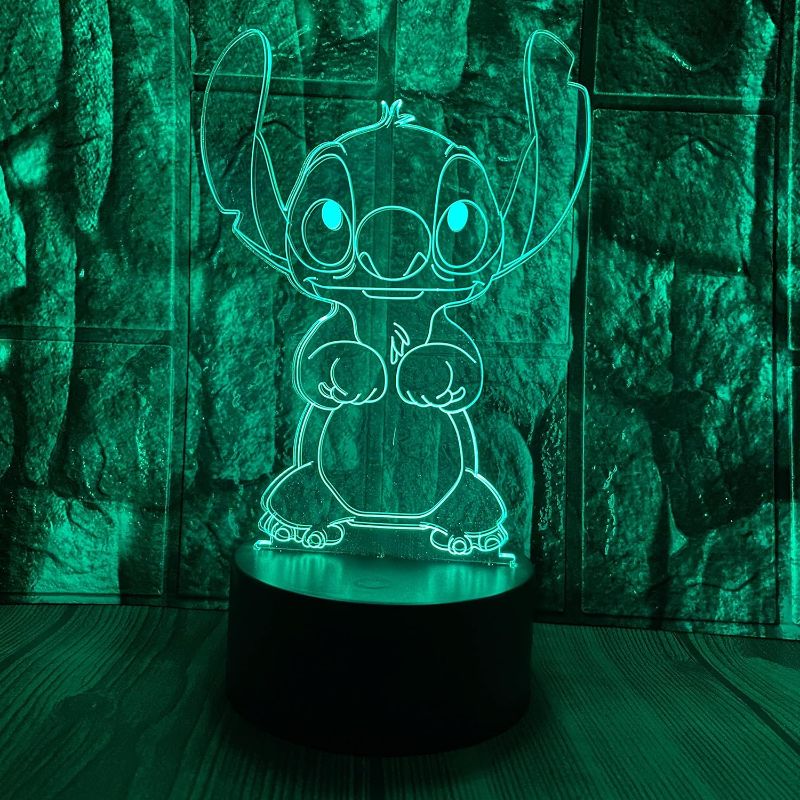 Photo 1 of Dliben Cartoon Kawaii Star Baby Stitch Lilo and Stitch Anime Figure 3D Visual LED Bedroom Decor Sleep Night Light with Remote 7 Colors Table Lamp Birthday...
