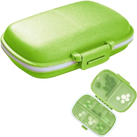 Photo 1 of 1Pack Travel Pill Organizer, 8 Compartments Portable Pill Case, Small Pill Box for Pocket Purse Portable Medicine Vitamin Container Green
