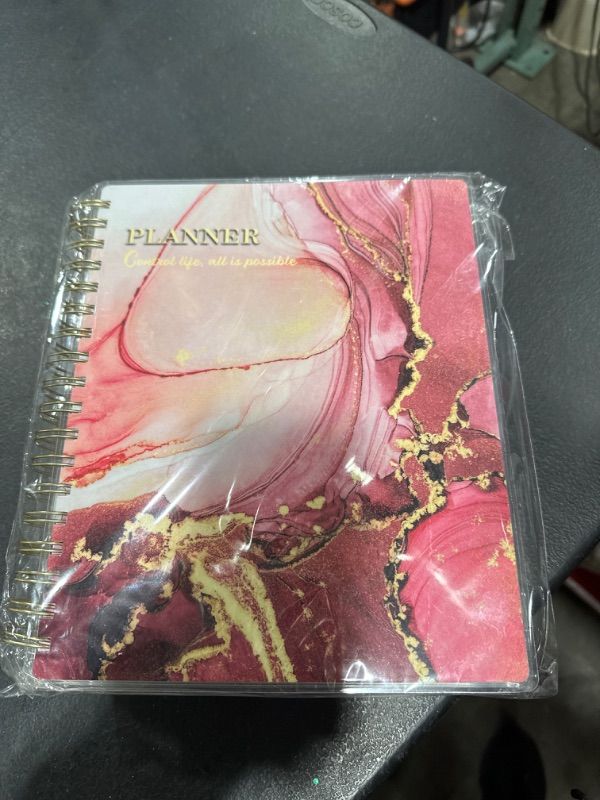 Photo 2 of Arundhati Large PVC Undated Daily Planner 9.8x8.5", 18 Months Daily Weekly Monthly Planner Yearly Agenda,294 Pcs Planners 2024-2025 for Women and Men, Monthly Tabs, Bookmark, Notes Sets, Double Folder vermillion