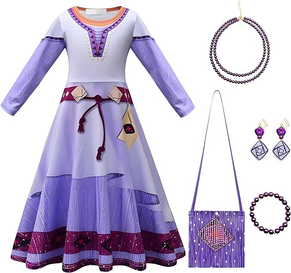 Photo 1 of Asha Dress Costume for Girls Princess Dress Cosplay Outfits Kids Dress Up Halloween Christmas Party SIZE 6-8Y
