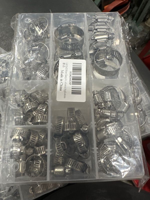 Photo 2 of Hose Clamp Stainless Steel Assortment Kit- 60 Pieces, Adjustable 1/4''- 1-1/2'' (6-38mm) Worm Gear Hose Clamps Metal Fuel Line Clamp for Plumbing, Automotive And Mechanical Applications