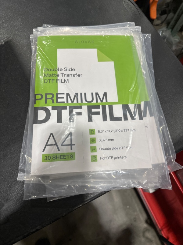 Photo 2 of 30 Sheets A4 Premium DTF Transfer Film for Sublimation - Double Side Matte Clear Direct to Film Transfer Paper by ALOVAK