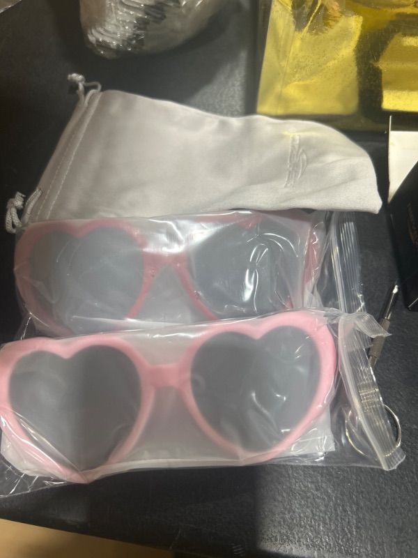 Photo 1 of AIEYEZO Love Heart Sunglasses for Women Polarized Heart Frame Sun Glasses 100% UV Blocking Lens (Red/Grey + Pink/Grey)