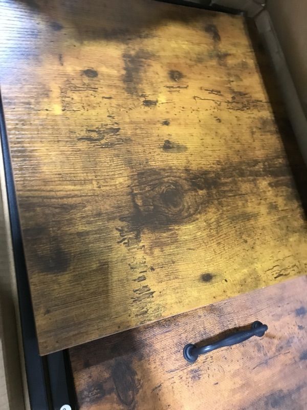 Photo 1 of DEVAISE 2 Drawer Mobile File Cabinet, Rolling Printer Stand, Fabric Vertical Filing Cabinet fits A4 or Letter Size for Home Office, Rustic Brown Wood Grain Print