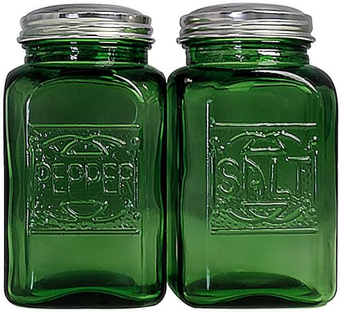 Photo 1 of Depression Style Glass Salt and Pepper Shakers (Green)