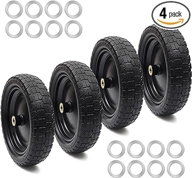 Photo 1 of AR-PRO (4-Pack) 13" Flat Free Tire and Wheel - with 5/8" Axle Bore Hole, 2.17" Offset Hub - 13 lnch Solid Wheels Compatible with Garden wagon Cart,Hand Trucks,Utility Cart and Lawnmower Yard Trailers