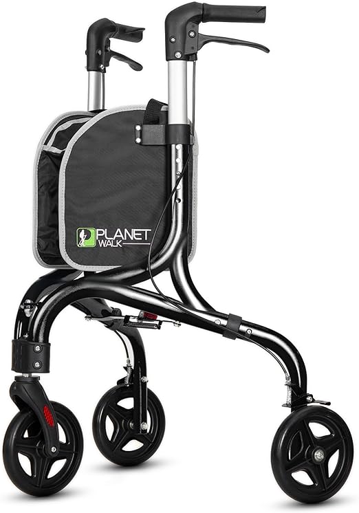 Photo 1 of Planetwalk Premium 3 Wheel Rollator Walker for Seniors - Ultra Lightweight Foldable Walker for Elderly, Aluminum Three Wheel Mobility Aid, Black