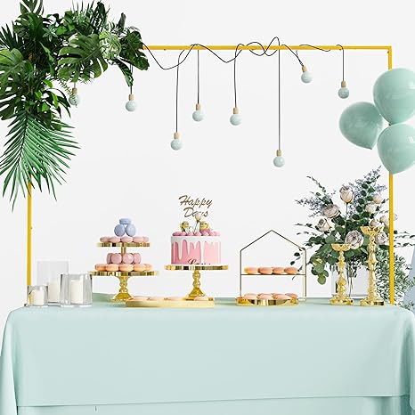 Photo 1 of Xiomot Over the Table Rod Stand with Clamps Adjustable 13''-42'' Tall 29"-98" Length Gold Table Arch Hanging for Wedding Birthday Party Halloween Christmas Decoration