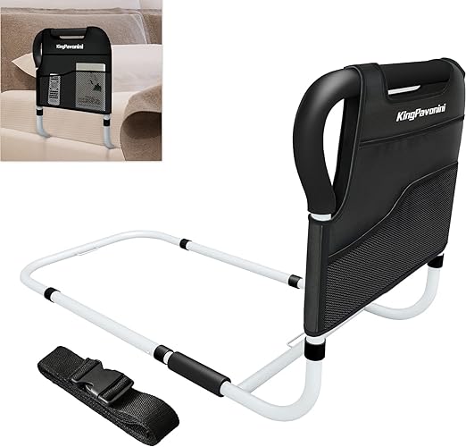 Photo 1 of KingPavonini Bed Side Assist Handle Bar Safety Rail for Elderly Adults - Medical Bed Mobility Assistant Bar with Free Storage Bag and Fixing Strap, Support Up to 400lbs