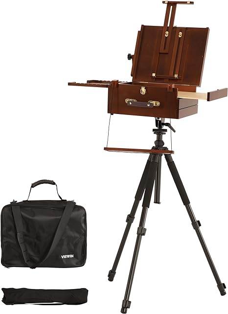 Photo 1 of VISWIN Portable Plein Air Easel, Pochade Box with Aluminum Tripod & 2 Nylon Carry Bags, French Tabletop & Floor Easel Stand for Painting, Displaying Outdoor, Travel Easel for Artist, Adult, Beginner