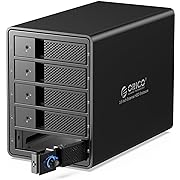 Photo 1 of ORICO 5 Bay Hard Drive Enclosure Tray-Less Aluminum 3.5" External HDD Enclosure Build-in 80mm Cooling Fan and 150W Power Supply Max Up to 80TB (5 x 16TB), Designed with Safety Lock-9558U3