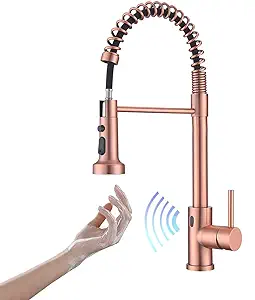 Photo 1 of Avola Copper Touchless Kitchen Faucet,Hands Free Touchless Kitchen Sink Faucets in Copper Finish,Rose Gold Touchless Faucet for Kitchen Sink,Motion Sensor Smart Touchless Kitchen Faucet