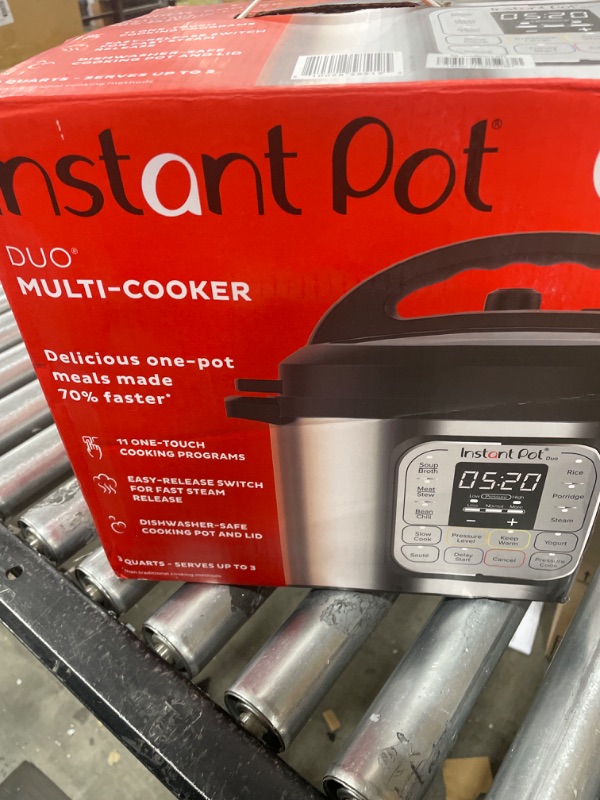 Photo 3 of Instant Pot Duo 7-in-1 Electric Pressure Cooker, Slow Cooker, Rice Cooker, Steamer, Sauté, Yogurt Maker, Warmer & Sterilizer, Includes App With Over 800 Recipes, Stainless Steel, 3 Quart 3QT Duo