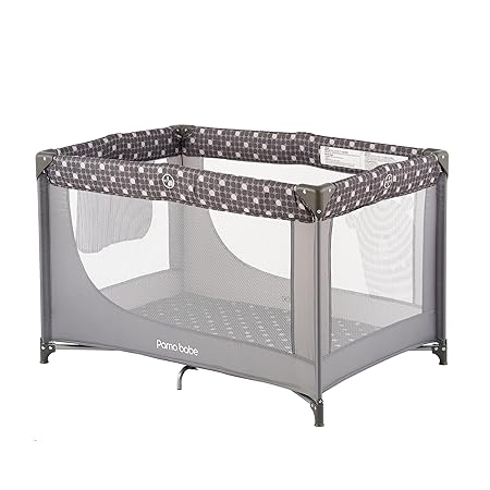 Photo 1 of Pamo Babe Portable Crib Baby Playpen with Mattress and Carry Bag (Grey)