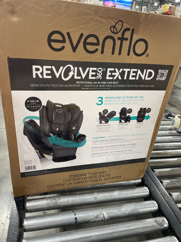 Photo 2 of Evenflo Revolve360 Extend All-in-One Rotational Car Seat with Quick Clean Cover (Rockland Green) Revolve Extend Quick Clean Cover Rockland Green