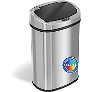 Photo 1 of iTouchless SensorCan 13 Gallon Trash Can with Odor Filter, Stainless Steel Oval Automatic Trashcan for Home Office Bedroom Living Room Garage Large Capacity Slim Space-Saving Trash Bin
