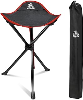 Photo 1 of DEERFAMY Folding Camping Tripod Stools, Portable 3 Legs Tall Slacker Chair Tripod Seat for Outdoor Hiking Hunting Fishing Picnic Travel Beach BBQ Garden Lawn with Storage Bag, Red