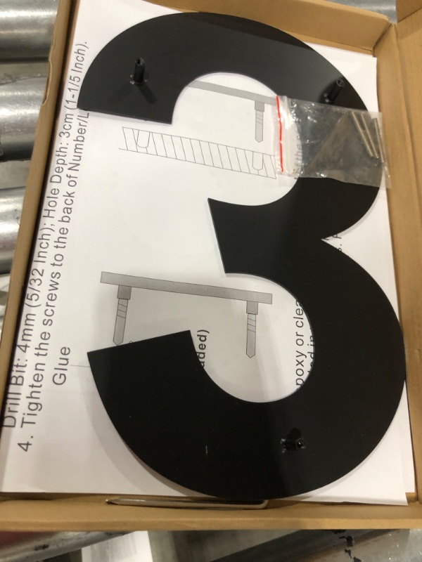 Photo 2 of Mellewell Modern Floating House Numbers, Super Large 12 Inch, Black Finish, Stainless Steel 18-8, Number 3 Three
