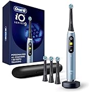 Photo 1 of Oral-B iO Series 9 Rechargeable Electric Toothbrush, Aquamarine with 4 Brush Heads and Travel Case - Visible Pressure Sensor to Protect Gums – 7 Cleaning Modes - 2 Minute Timer
