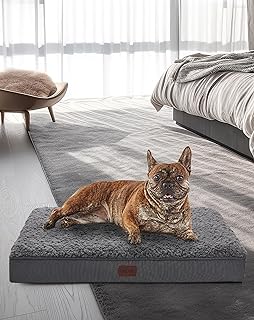 Photo 1 of  Dog Beds for Medium Dogs, Dog Bed with Plush Egg Foam Support and Non-Slip Bottom, Waterproof and Machine Washable Removable Pet Bed Cover