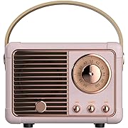 Photo 1 of Dosmix Retro Bluetooth Speaker, Vintage Decor, Small Wireless Bluetooth Speaker, Cute Old Fashion Style for Kitchen Desk Bedroom Office Outdoor Accessories for Android/iOS Devices (Pink)
