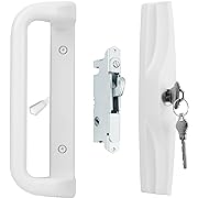 Photo 1 of House Guard White Patio Door Handle Set with Cylinder Lock,Suitable for Replacement Sliding Patio Doors Lock 3-15/16”Screw Hole Spacing.Choices That Add a Unique to Your Patio Glass Sliding Door.
