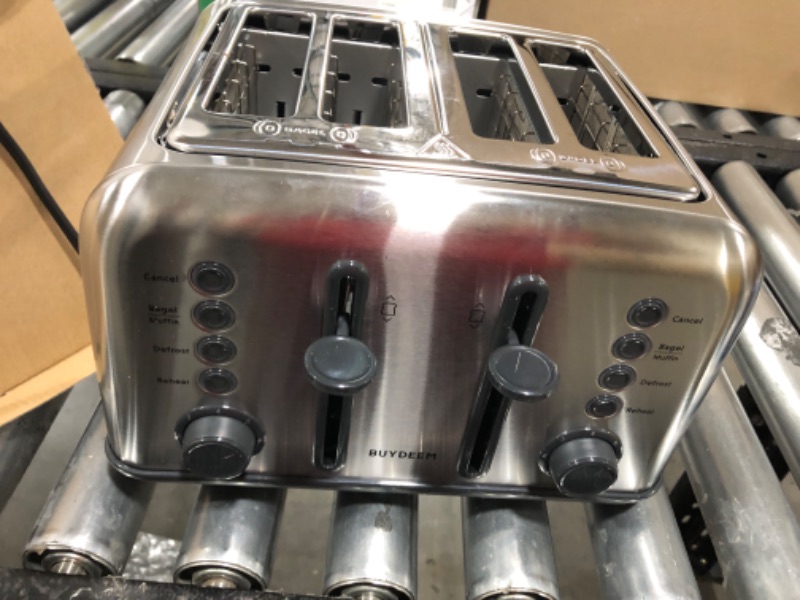 Photo 2 of BUYDEEM DT640 4-Slice Toaster, Extra Wide Slots, Retro Stainless Steel with High Lift Lever, Bagel and Muffin Function, Removal Crumb Tray, 7-Shade Settings,Stainless Steel 4-Slice Stainless Steel