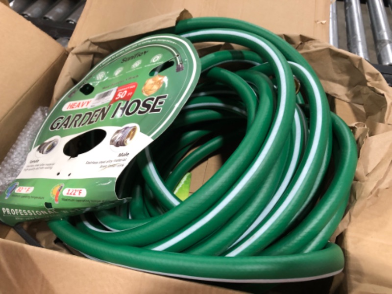 Photo 2 of Heavy Duty Garden Hose 25 ft – Outdoor Hybird Water Hose with Solid Fitting - Flexible, Kinkless, Lightweight Garden Hose for Lawn Watering, Car Washing - Burst 500 Psi (25 ft)

