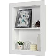 Photo 1 of Houseables Recessed Medicine Cabinet, Wall Niche, in Shelves, Shelf Insert, 14" W x 18" H ID, 2 Tier, White, Wood, Shallow Drywall Cabinets, Between Studs Shelving, Open Bathroom Cubby
