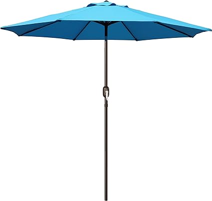 Photo 1 of Blissun 9' Outdoor Patio Umbrella, Outdoor Table Umbrella, Yard Umbrella, Market Umbrella with 8 Sturdy Ribs, Push Button Tilt and Crank