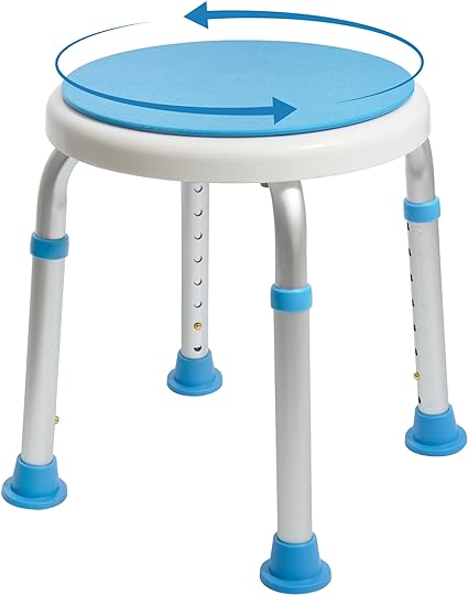 Photo 1 of Vaunn Medical Tool-Free Assembly Adjustable Swivel Shower Stool Seat Bench with Anti-Slip Rubber Tips for Safety and Stability
