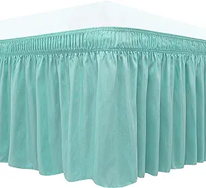 Photo 1 of Biscaynebay Wrap Around Bed Skirts for Twin & Twin XL Beds 17" Drop, White Adjustable Elastic Dust Ruffles Easy Fit Wrinkle & Fade Resistant Silky Luxurious Fabric Solid Machine Washable Twin-22" Drop GREEN 