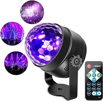 Photo 1 of Black Light 6W UV Disco Ball LED Party Light, Sound Activated with Remote Control, 1 Pack