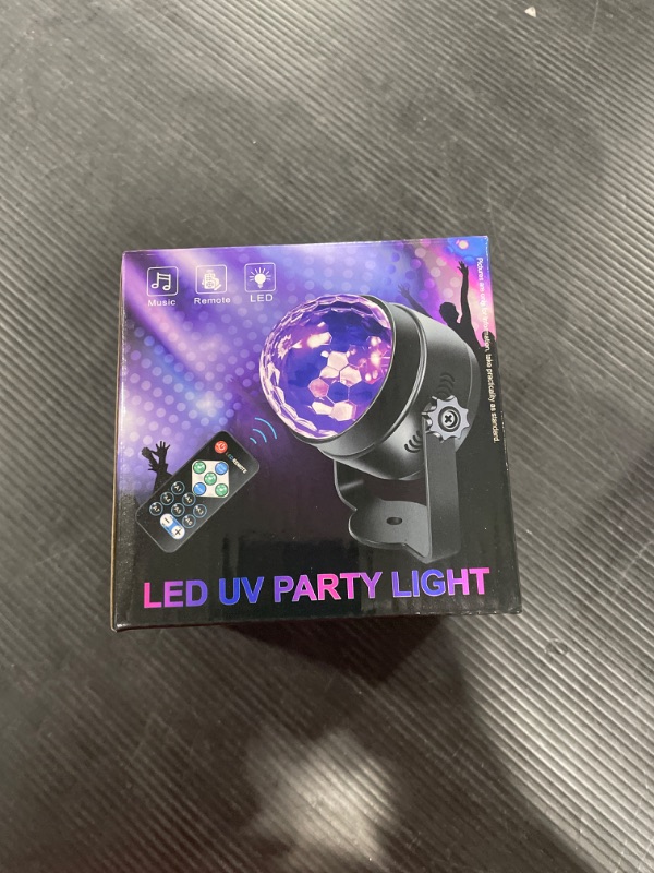 Photo 2 of Black Light 6W UV Disco Ball LED Party Light, Sound Activated with Remote Control, 1 Pack