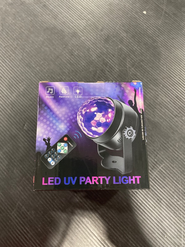 Photo 2 of Black Light 6W UV Disco Ball LED Party Light, Sound Activated with Remote Control, 1 Pack