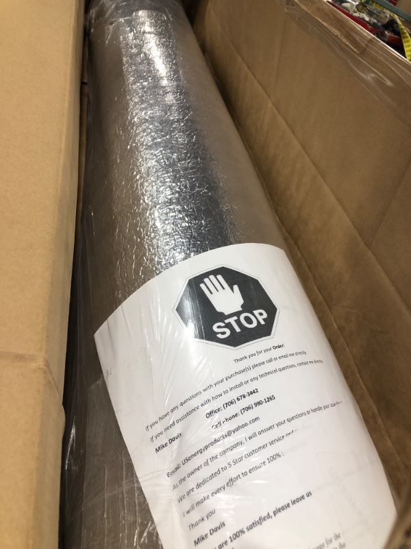Photo 2 of US Energy Products -3MM- Reflective Foam Core Insulation Roll Radiant Barrier White/Foil Faced Reflective Foam Insulation Solid Vapor Barrier Warehouse Building Commercial Residential (48"x50') (1)