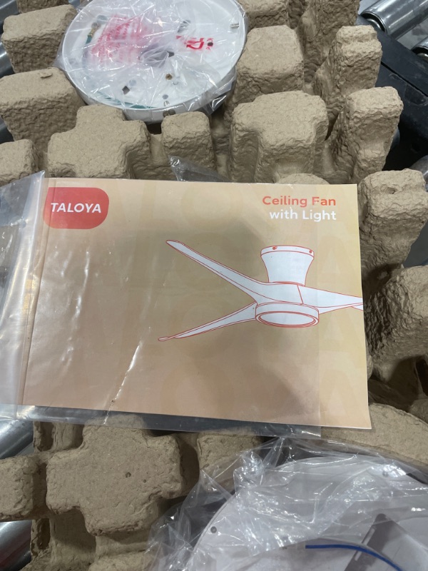 Photo 3 of TALOYA 52 inch Ceiling Fans with Lights Remote Control, Modern Low Profile Ceiling Fan with Quiet Reversible DC Motor for Bedroom Living Room and Patio White