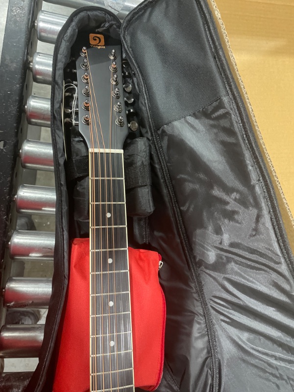 Photo 6 of Vangoa 12 String Guitar, Twelve String Guitar Acoustic Electric Cutaway Guitarr Bundle for Beginner Adults, Teens, Spruce Top, Bone Nut, Upgraded Starter Kit, Black Matte Right Handed black