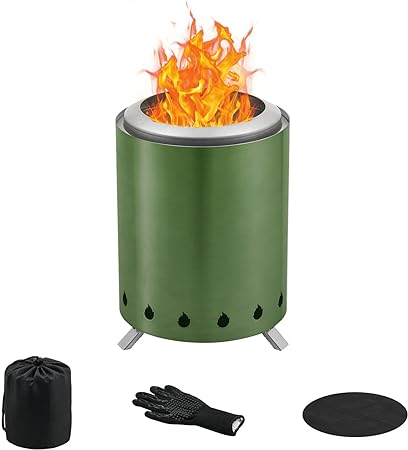 Photo 1 of BRIAN & DANY Solo Fire Pit with Stand, Smokeless Firepit for Outside, Stainless Steel Personal Stove Bonfire Fueled by Pellets or Wood, Birthday Gifts, Housewarming Gift - 5.9in x 8.2in,Green